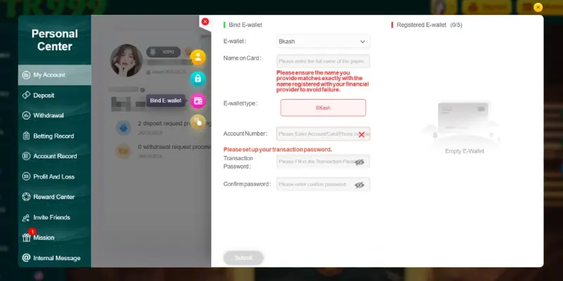 How to Add E-Wallet to TK999