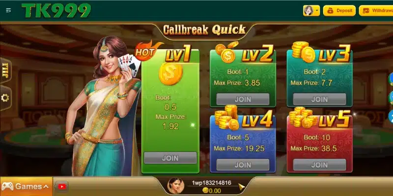 Callbreak Quick Card Game in TK999